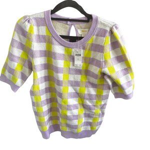 NWT Anthropologie Thick Checkered Shirt in lavender, lime and white pattern
